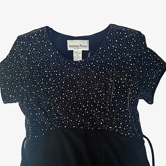 Black Velour Rhinestone Cosmic Star Short Sleeve Maxi Whimsigoth Dress ♥️ - Picture 2 of 6